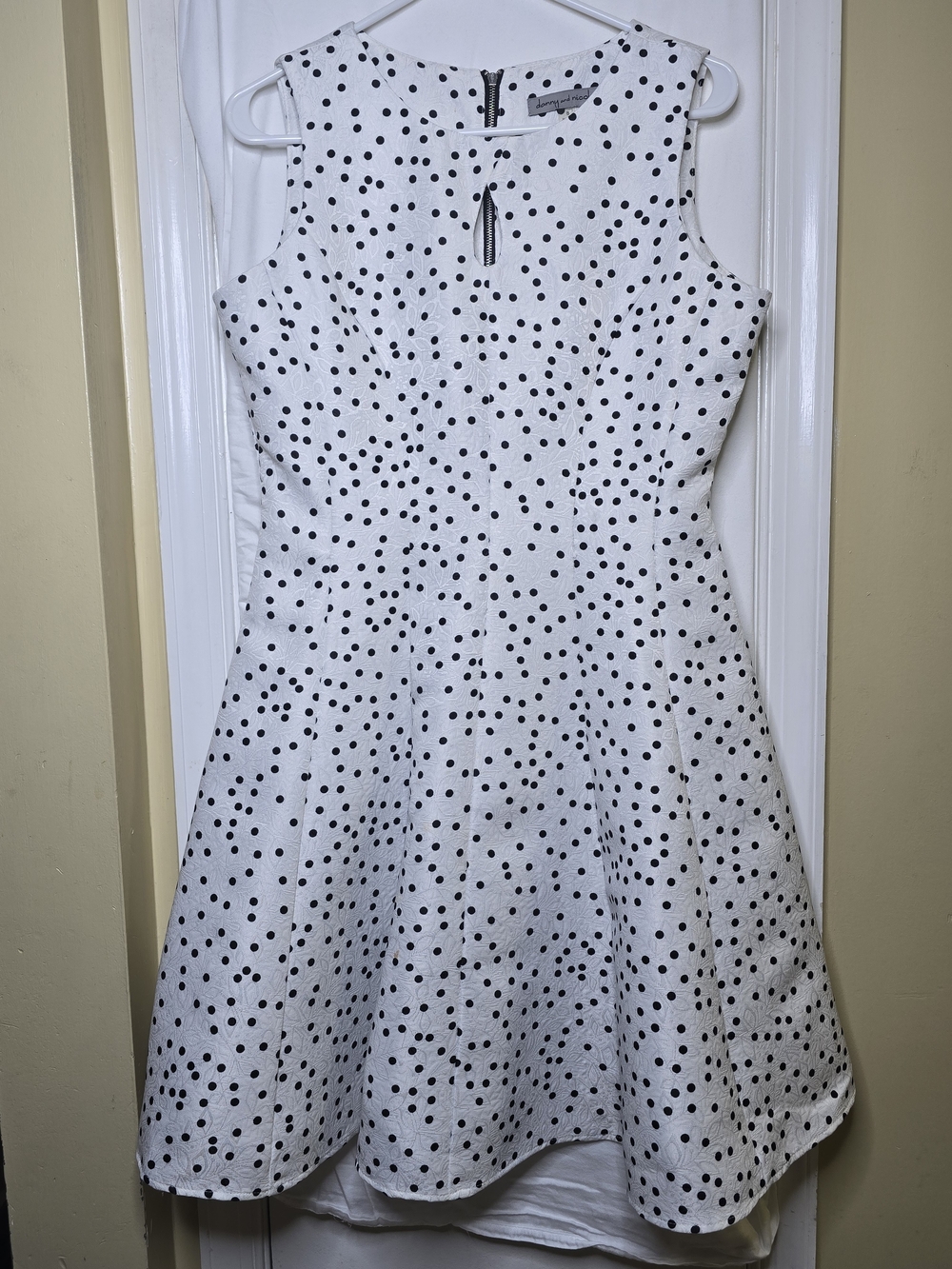 Danny & Nicole White Dress with Black Polka Dots